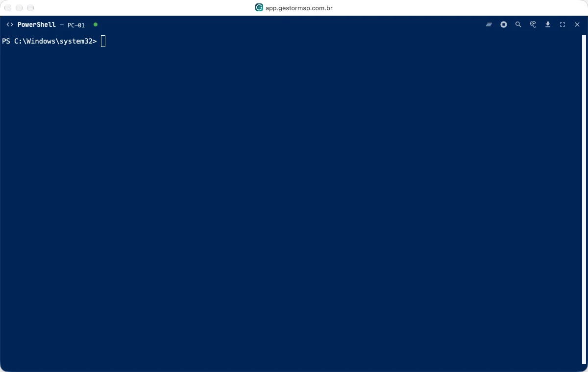 Terminal PowerShell remoto aberto em um dispositivo Windows